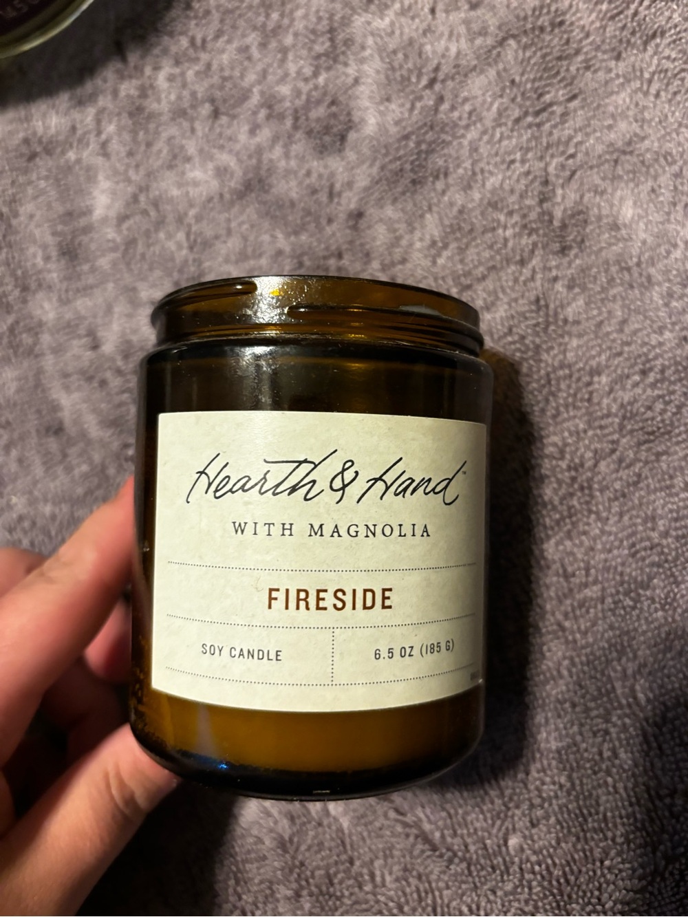 Hearth & Hand Fireside Candle in Amber Glass